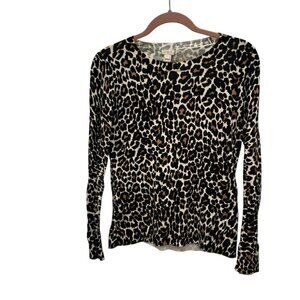 j. crew leopard spot crew neck long sleeved sweater knit top S